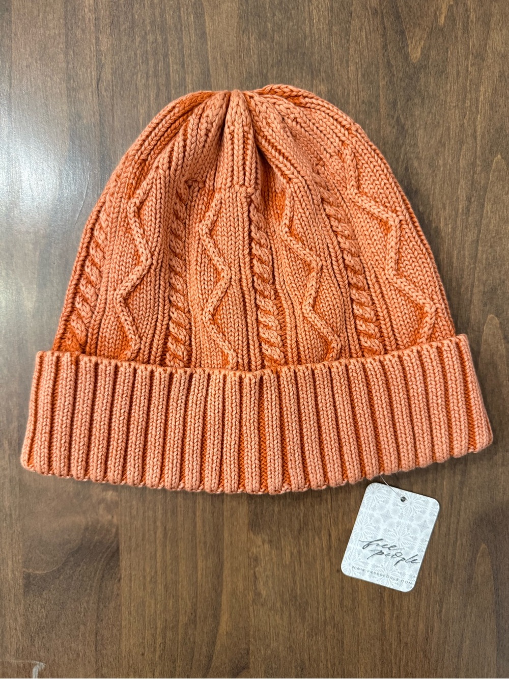 Free People Stormi Washed Cable Beanie in Chestnut 1SZ